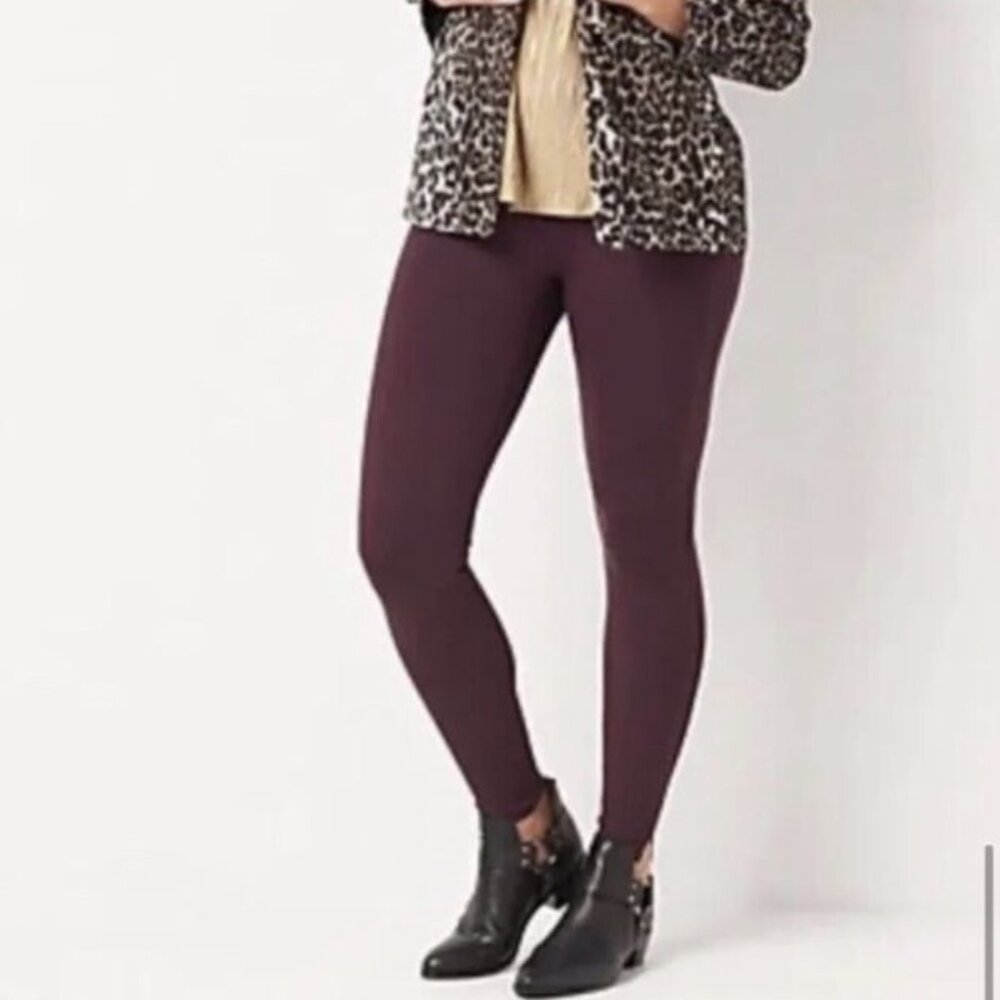 SPANX Ankle Length Ponte Split Hem Leggings, Brandywine, Size M